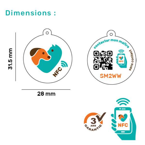 Dimensions PetLova Tag NFC